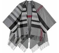 FRAAS Poncho 130 x 150 cm - Ruana kariert aus reinem Polyacryl - Für Damen - Perfekt fürs ganze Jahr Morning Grey