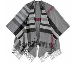 FRAAS Poncho 130 x 150 cm - Ruana kariert aus reinem Polyacryl - Für Damen - Perfekt fürs ganze Jahr Morning Grey