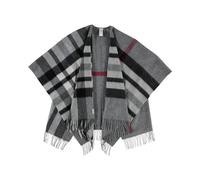 FRAAS Ruana aus Wolle - Karierter Poncho für Damen - Wärmend und Hautfreundlich - 120 x 160 cm