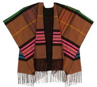 FRAAS Ruana - Poncho Aus Reinem Polyacryl - Plaid Kariert - Für Damen - Wärmend und Hautfreundlich - Made In Germany - 130 x 200 cm Camel