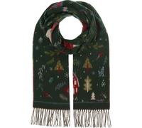 FRAAS Cashmink Weihnachtsschal - warmer Schal mit Nikolaus-Motiv für Damen und Herren - 35 x 200 cm - Made in Germany Antique Green