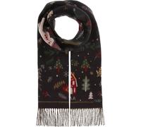 FRAAS Schal Cashmink Weihnachtsschal mit Nikolaus-Motiv Damen/Herren 35x200 cm Made in Germany Navy
