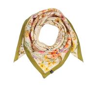 FRAAS Seidentuch Damen | Blumen Pflanzen Print | 88 x 88 cm | 100% Seide | handrollierter Saum Olive