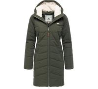 fRagwear Damen Langer Wintermantel warmer Steppmantel mit Kapuze Noita YOUMODO Dark Olive Gr. XS
