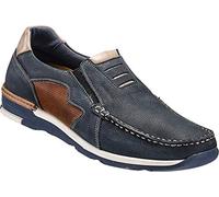 Franco Bettoni Bequem-Mokassins in Dunkelblau, Herren-Slipper aus Nubuk-Leder, komfortabler Freizeitschuh, atmungsaktiv, erhöhte Laufsohle, Gr. 40-46