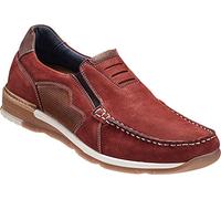 Franco Bettoni Bequem-Mokassins in Rot, Herren-Slipper aus Nubuk-Leder, komfortabler Freizeitschuh, atmungsaktiv, erhöhte Laufsohle, Gr. 40-46