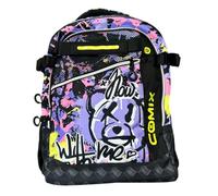 Franco Cosimo Panini Comix Schulrucksack mit mehrfarbiger Grafik, 41 × 34,5 × 18,5 cm, ergonomische Schultergurte, Graffiti-Design