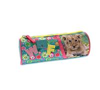 Franco Cosimo Panini Federmäppchen für die Schule, rund, Flowers WWF, Rosa