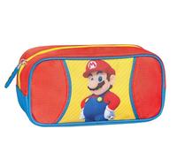 Franco Cosimo Panini Super Mario Federmäppchen, rechteckig, groß, ideal für die Aufbewahrung von Schreibwaren, mit praktischem Reißverschluss, 22 x 11 x 8 cm, Blau/Rot/Gelb, Rechteckiges Federmäppchen