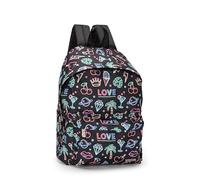 Franco Cosimo Panini Unisex Kinder Zaino Americano Amerikanischer Rucksack Allover Neon Comix, Schwarz