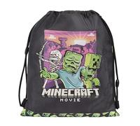 Franco Cosimo Panini Unisex Kinder Zaino Coulisse Con Tasca Rucksack mit Kordelzug und Tasche Minecraft Movie, schwarz/grün