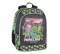 Franco Cosimo Panini Unisex Kinder Zaino Scuola Schulrucksack Org.Minecraft Movie, schwarz/grün