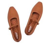 FRANK MULLY Knit Mary Jane Flats für Damen, lässige Ballerinas mit quadratischem Zehenbereich, Riemendesign, bequem für den täglichen Gebrauch, Orange/Abendrot im Zickzackmuster (Sunset Chevron), 39