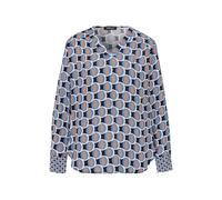 FRANK WALDER - Bluse NEW INSPIRATION mit femininer Kräuselung smokey blue/camel/ink/ecru - Gr. - 36