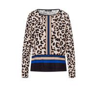 FRANK WALDER - Blusenshirt BOLD BLUE TONES mit eleganten Farbakzenten schwarz/nougat/ecru - Gr. - 48