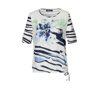 FRANK WALDER - Blusenshirt NOS im sommerlichen Dessin ecru/ink/malibu blue - Gr. - 42