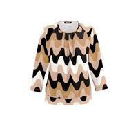 FRANK WALDER - Blusenshirt NOS mit aparter Faltenpartie cashew/caramel/toffee/schwarz - Gr. - 42