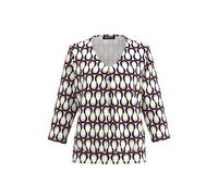 FRANK WALDER - Blusenshirt NOS mit Faltendetail im Vorderteil merlot/ink/ecru - Gr. - 46