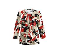 FRANK WALDER - Blusenshirt NOS mit modernem Blütendesign sandstone/cranberry/ecru/schwarz - Gr. - 46