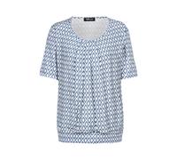 FRANK WALDER - Blusenshirt NOS mit sanfter Falte ocean blue/ecru - Gr. - 50