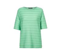 Frank Walder Damen Shirt Grün Struktur Kurzarm Rundhals Baumwolle Modal Casual