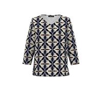 FRANK WALDER - Shirt NOS mit gerundetem V-Ausschnitt french blue/ink/sand/ecru - Gr. - 44