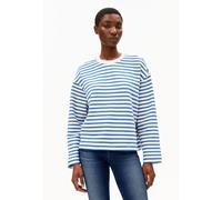 ARMEDANGELS Damen Sweatshirt FRANKAA MAARLEN Stripe Oversized Fit Bio-Baumwolle Undyed-Dark Morning