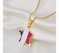 Frankreich Karte Mit Corse Anhänger Halsketten - Männer Frauen Charm Ethnic Hip Hop Country Halskette Schmuck Schlüsselbeinkette Pullover Dünne Kette Patriotisch Schicke Chokergeschenke, Gelb