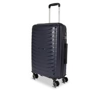 Franky 4-Rad Koffer mit TSA Schloss, Trolley im coolen Look, funktionaler Hartschalen Koffer, Reisegepäck, Reisetasche für Urlaub, Ferien und Abenteuer (Dark Blue, M-mittlerer Koffer 69 cm)