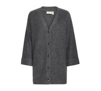 fransa FRBeverly Damen Strickjacke Cardigan Feinstrickjacke mit Knöpfen V-Ausschnitt Loose fit, Größe:L, Farbe:Charcoal Melange (202490)