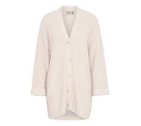 fransa FRBeverly Damen Strickjacke Cardigan Feinstrickjacke mit Knöpfen V-Ausschnitt Loose fit, Größe:XL, Farbe:Limestone Melange (200662)