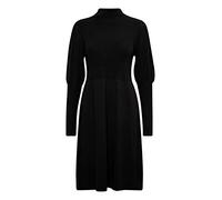 fransa FRDEDINA Damen Strickkleid Feinstrickkleid knieumspieltes Kleid mit Stehkragen und Puffärmeln, Größe:L, Farbe:Black (200113)