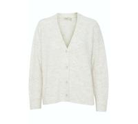 fransa FRElise Damen Strickjacke Cardigan mit V-Ausschnitt Knopfleiste Regular fit, Größe:M, Farbe:Limestone Melange (200662)