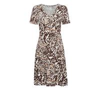 fransa FRFEDOT 1 Dress Damen Freizeitkleid Kleid mit Blumenmuster, V-Ausschnitt und kurzen Ärmeln, Größe:M, Farbe:Black Coffee AOP MS24 01A (202823)