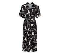 fransa FRFEDOT Damen Jerseykleid Shirtkleid Kleid mit V-Ausschnitt und Schnürung an der Taille, Größe:S, Farbe:Black Mix (200115)