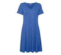 fransa FRFEMELVA 5 Dress Damen Freizeitkleid Kleid Kurzarm mit V-Ausschnitt Regular-Fit unifarben, Größe:L, Farbe:Nebulas Blue (184048)