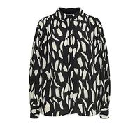 fransa FRGETO SH Damen Langarmshirt Langarmbluse Bluse Hemdbluse mit Stehkragen Allover-Print verlängertes Rückenteil Regular Fit, Größe:M, Farbe:Black Mix (200115)