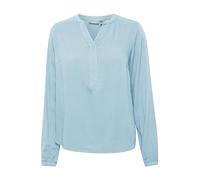 fransa FRHAIDA Damen Langarmshirt Langarmbluse Bluse mit V-Auschnitt mit verdeckter Knopfleiste elastischer Bund am Ärmelsaum mit Struktur Regular Fit, Größe:L, Farbe:Powder Blue (144214)