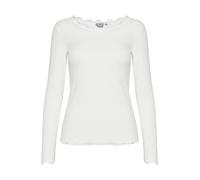fransa FRHIZAMOND 2 Damen Longsleeve Langarmshirt Shirt Spitzendetails an den Ärmeln Saum Kragen Tight Fit mit Stretch