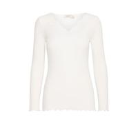 fransa FRHIZAMOND Damen Longsleeve Langarmshirt Basic Shirt mit Spitze V-Ausschnitt Slim fit