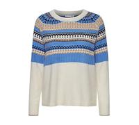fransa FRISABELLA Damen Strickpullover Feinstrick Pullover mit Rundhalsausschnitt und Norweger Muster, Größe:XL, Farbe:Silver Lake Mix (201588)