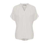 fransa FRNEMMA Damen Kurze Bluse Tunika mit V-Ausschnitt und Stehkragen mit Rüschen, Größe:M, Farbe:Birch (130905)