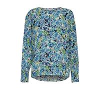 fransa FRNYNNE Damen Langarmshirt Langarmbluse Bluse mit Rundhalsausschnitt mit Allover-Print Regular Fit aus 100% Viskose LENZING(TM) ECOVERO(TM), Größe:L, Farbe:Bristol Blue AOP A (201800)