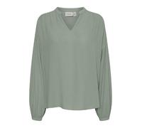 fransa FROLINE Damen Bluse Langarmbluse Hemdbluse V-Ausschnitt Loose fit, Größe:XXL, Farbe:Green Bay (165810)