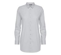 fransa FRZASHIRT 6 Damen Langarmshirt Langarmbluse Bluse Hemdbluse mit Stehkragen Langer Schnitt mit Knopfleiste Oversize mit Stretch, Größe:XL, Farbe:White (200100)