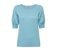 fransa FRZUBASIC Damen Strickshirt T-Shirt Kurzarm Shirt mit Rundhalsausschnitt und Puffärmeln, Größe:S, Farbe:Sky Blue (144318)