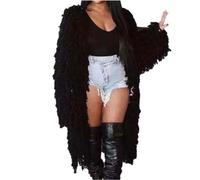 Fransenjacke Damen: Cardigan Damen Oversize Übergroße Strickjacke Offene Vorderseite Tunika Elegant Mittellang Trenchcoat Langarm Übergangsjacke Baumwoll Freizeitjacke Strickmantel Fransen-Jacken