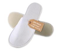 FRANZ MENSCH 200 Stück Hygonorm Slipper Classic, geschlossen | Polyester, Karton, weiß, Einheitsgröße, L: 31,5cm, B: 11cm, Hotelslipper, Einweg-Hausschuhen, Gästeschuhe