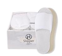 FRANZ MENSCH 200 Stück Hygonorm Slipper Classic, offen | Polyester, weiß, Einheitsgröße, Verkaufs-Tray, L: 28,5cm, B: 11cm, Karton, Hotelslipper, Einweg-Hausschuhen, Gästeschuhe