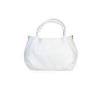 FrasiBags Damen-Handtasche mit doppeltem Griff und abnehmbarem Schultergurt, Damen-Tasche aus echtem Leder, kleine Ledertaschen, Made in Italy, Weiß, 27x16x20